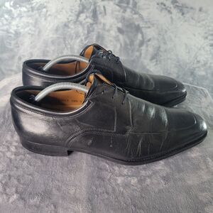 Magnanni Shoes‎ Mens 10.5 Black Leather Lace Up Almond Toe Oxfords Spain